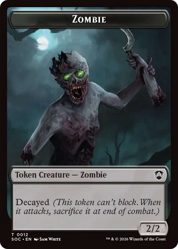 Schlange // Zombie Doppelseitiger Spielstein [Geheimnisse von Strixhaven Commander-Spielsteine]