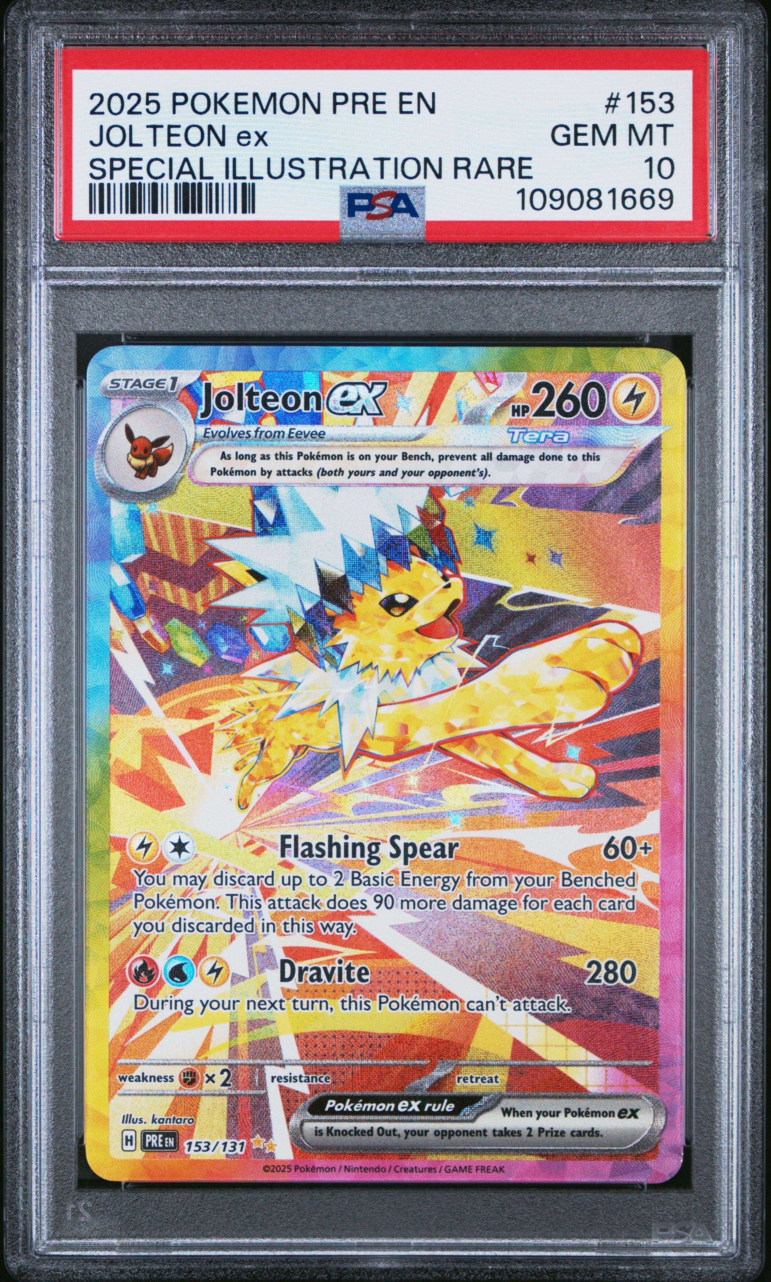 PSA 10 2025 POKEMON PRE EN-PRISMATIC EVOLUTIONS #153 JOLTEON ex SPECIAL ILLUSTRATION RARE