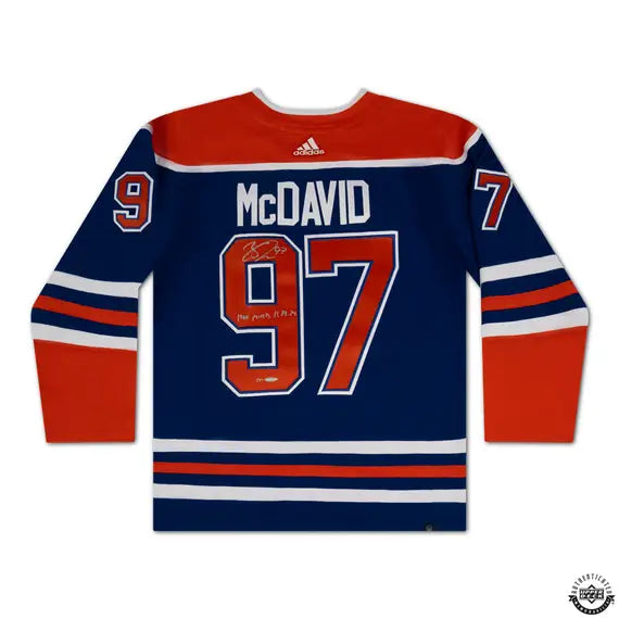 Upper Deck Authenticated - Connor McDavid Autographed & Inscribed “1000 Points 11/14/24” Blue Adidas Edmonton Oilers Jersey