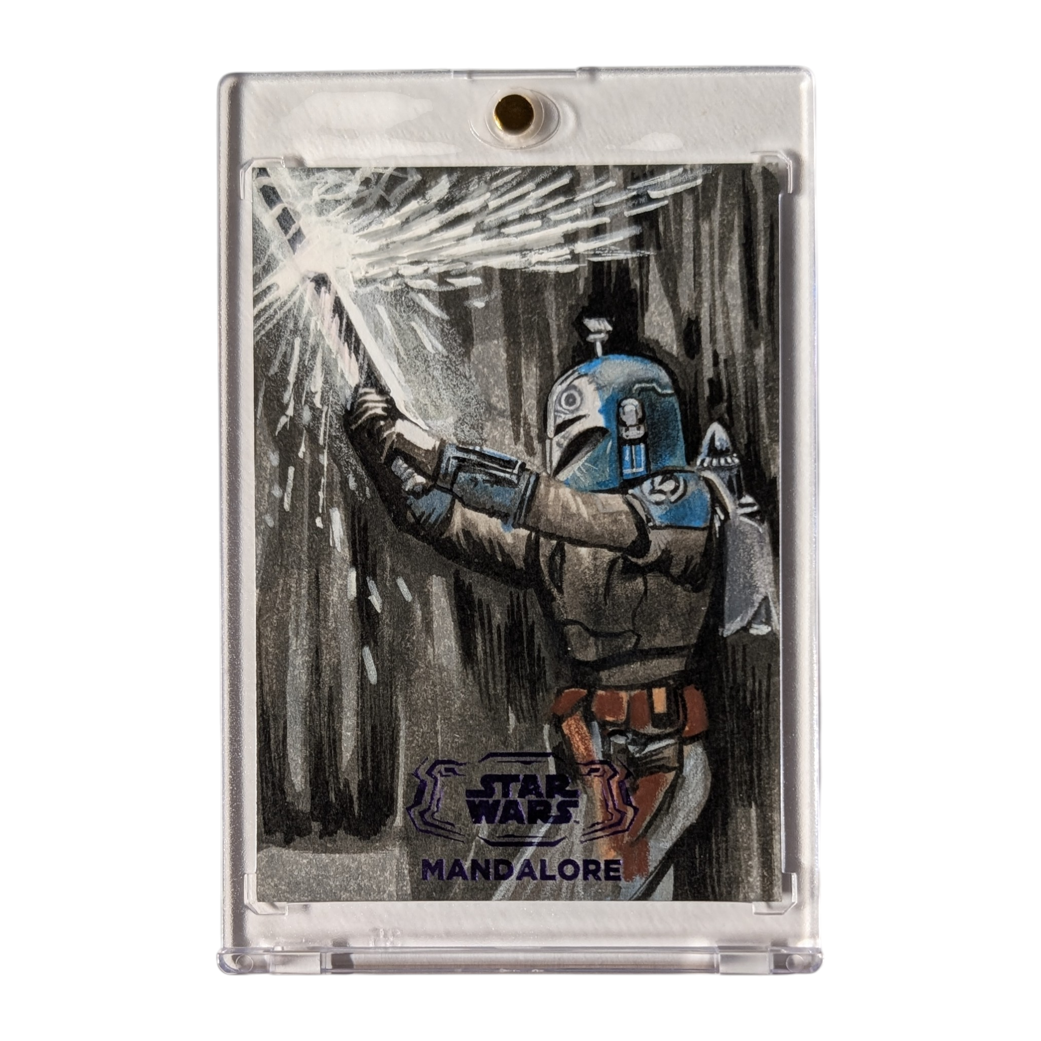 2025 Topps Star Wars Hyperspace Sketch Card Bo-Katan Purple Foil By Semra Bulut