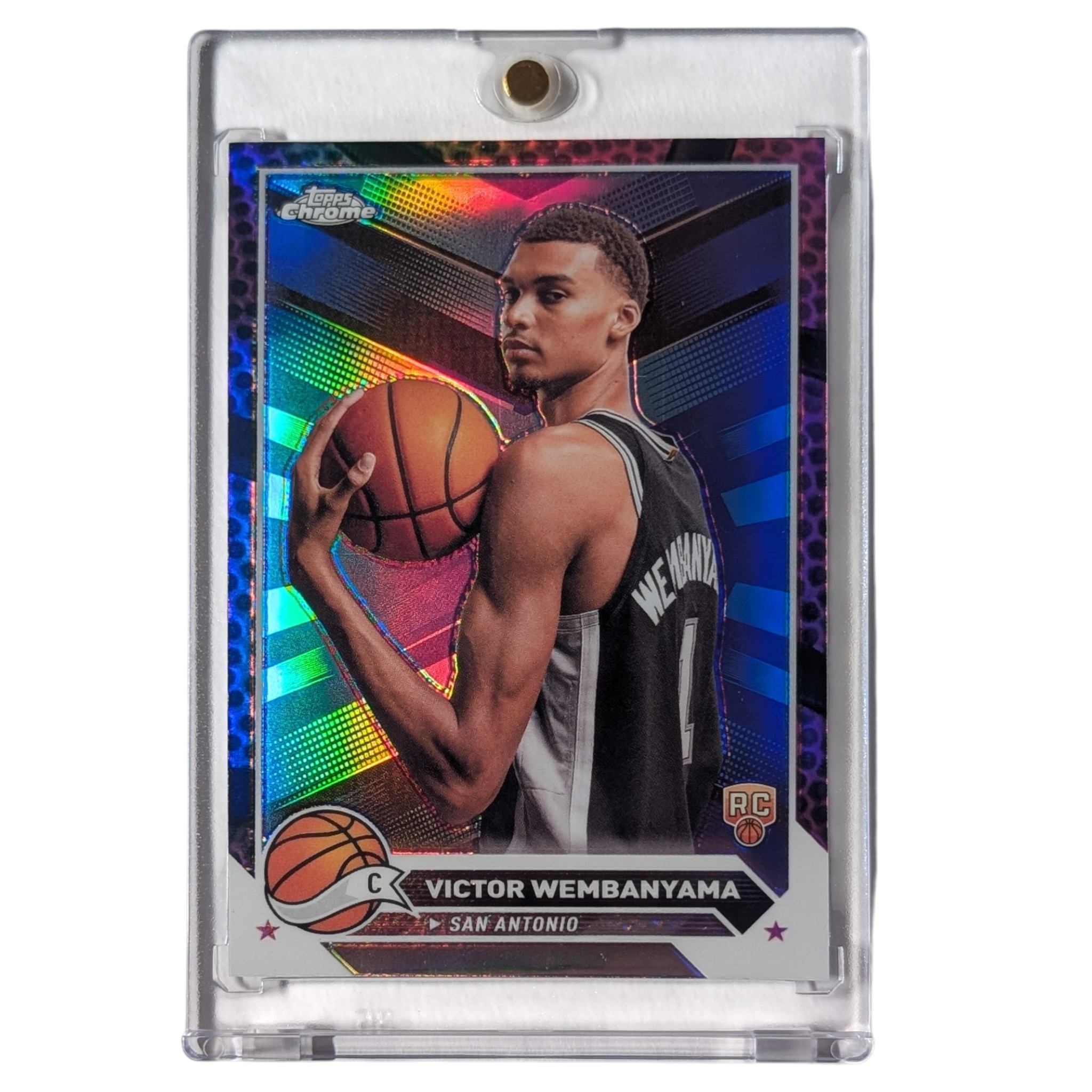 2023-24 Topps Chrome Card # 1 Victor Wembanyama Pink Basketball Refractor