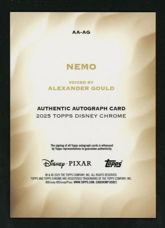 2025 Topps Chrome AA-AG Nemo Disney Chrome /25 Auto