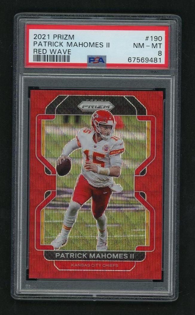 2021 Panini Prizm Red Wave Prizm Patrick Mahomes II #190 /149 PSA 8