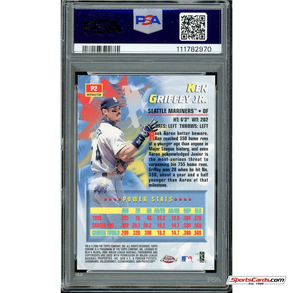 2000 Topps Chrome Power Players Refractor Ken Griffey Jr. #P2 PSA 9 Mint