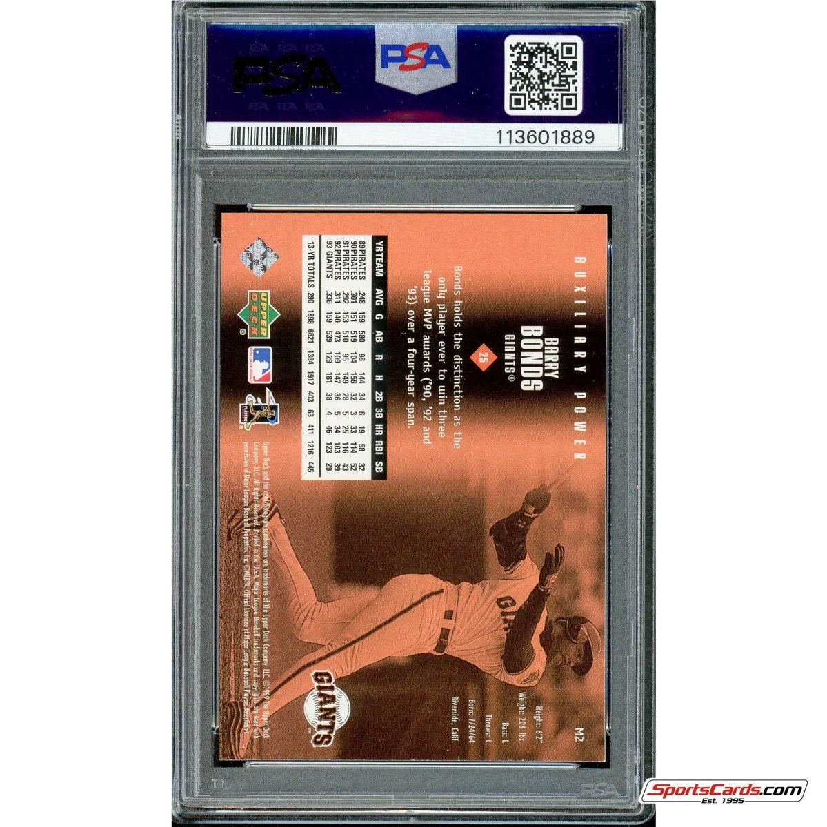 1999 UD Powerdeck MVP Auxiliary Barry Bonds #M2 PSA 9 Mint