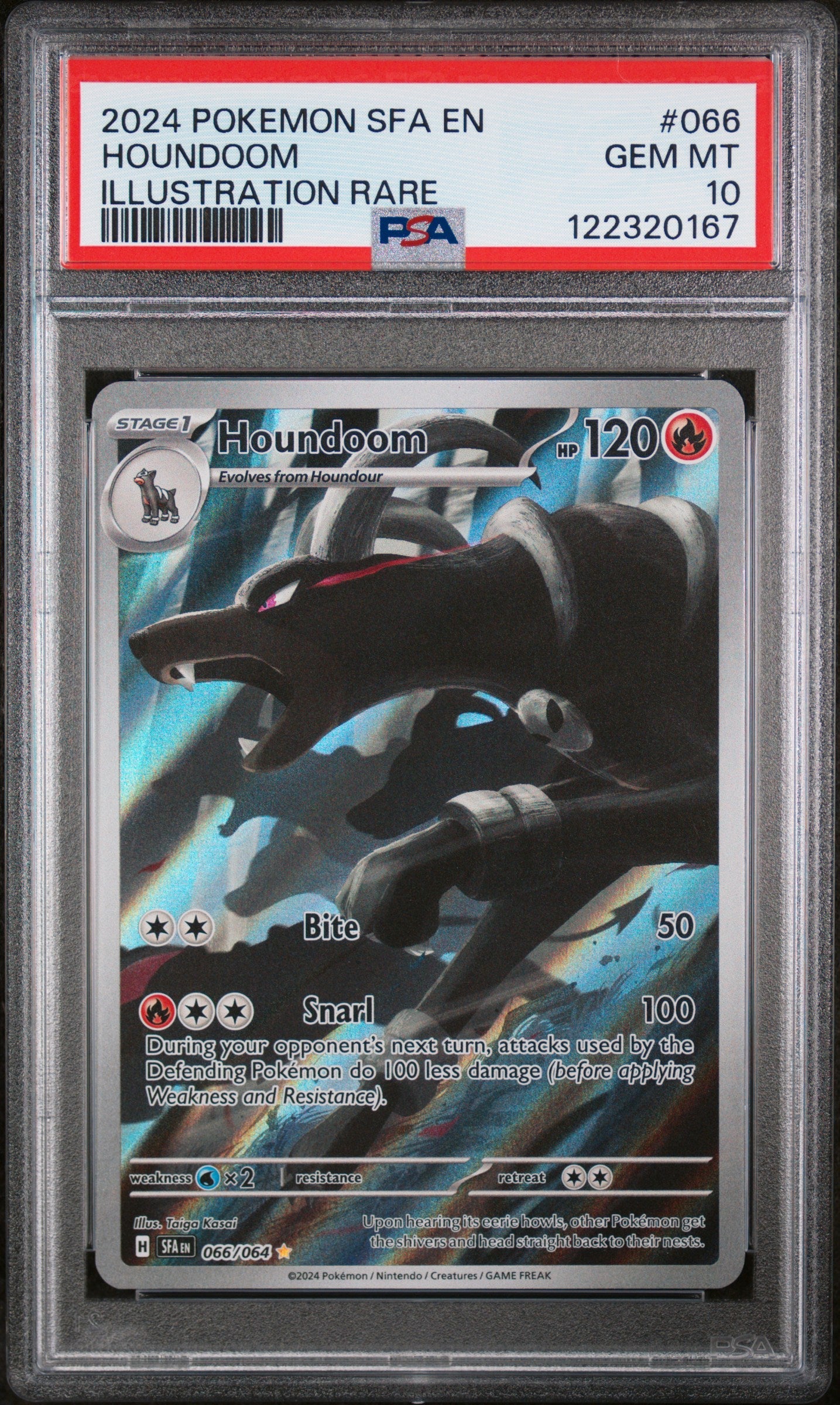 2024 POKEMON SFA EN-SHROUDED FABLE #066 HOUNDOOM ILLUSTRATION RARE PSA 10