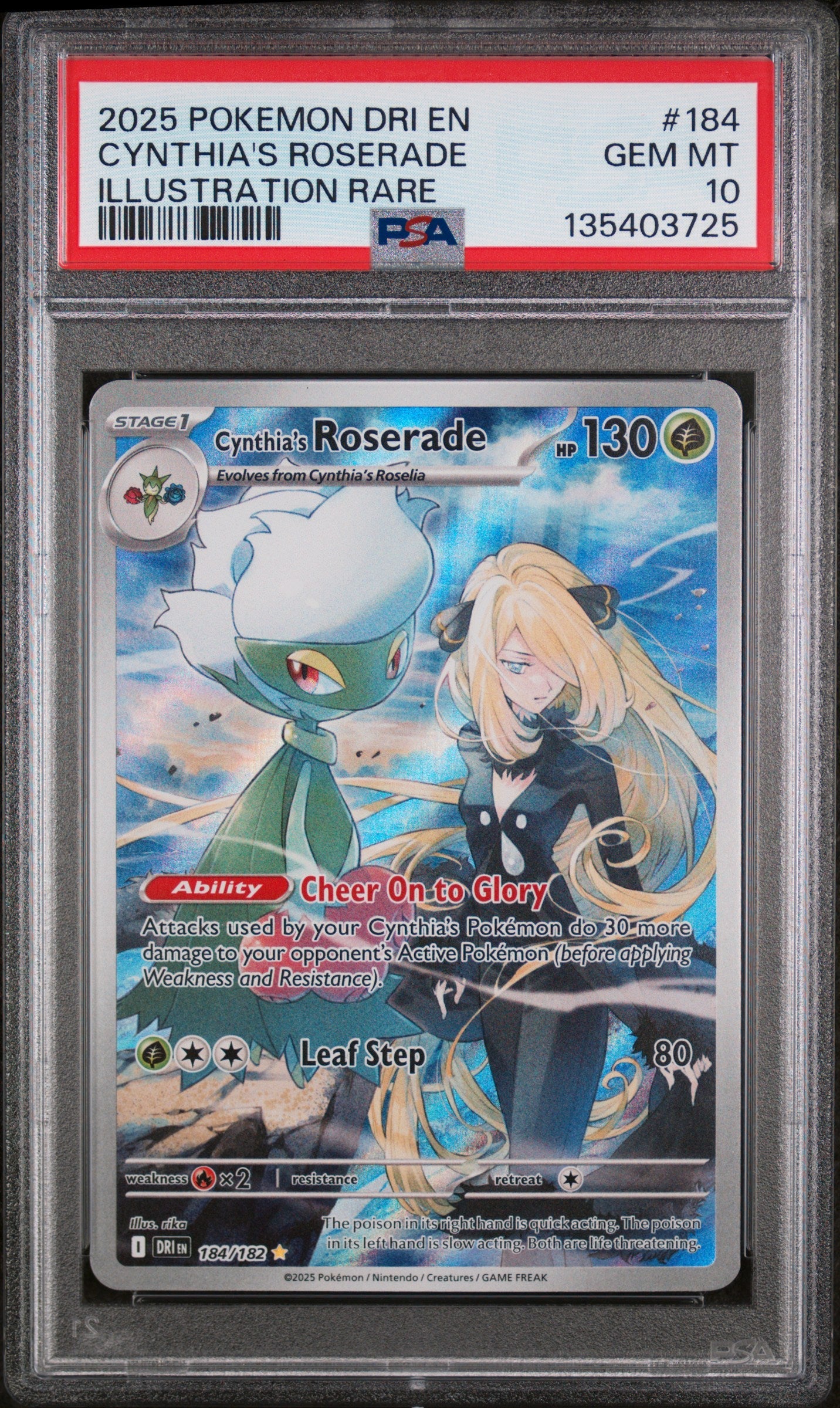 2025 POKEMON DRI EN-DESTINED RIVALS #184 CYNTHIA'S ROSERADE ILLUSTRATION RARE