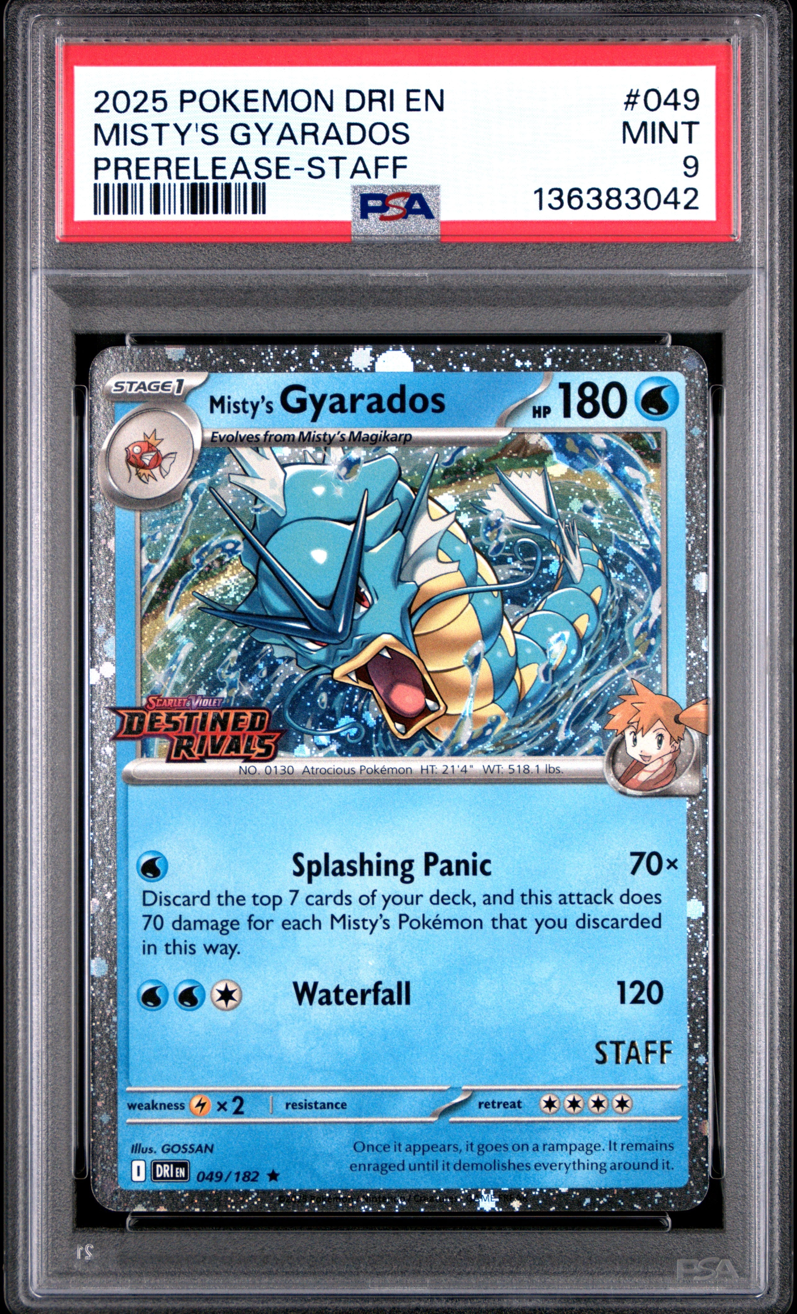SET OF 4 [PSA 9 - MINT] Destined Rivals - Pre-Release - STAFF Promos - Moltres, Gyarados, Tyranitar & Mimikyu (Sequential Certs)