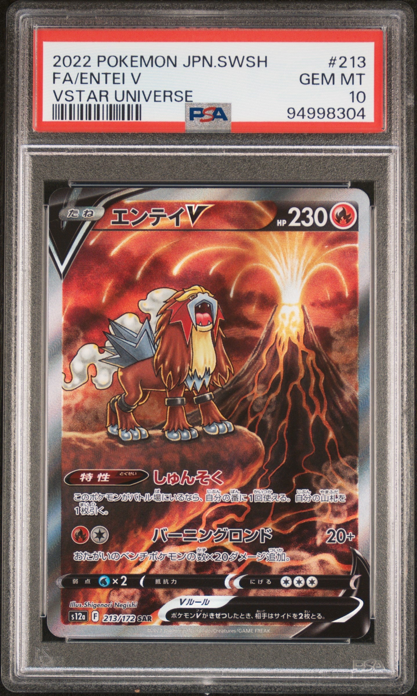 2022 POKEMON JAPANESE SWORD & SHIELD VSTAR UNIVERSE #213 FA/ENTEI V VSTAR UNIVERSE PSA 10