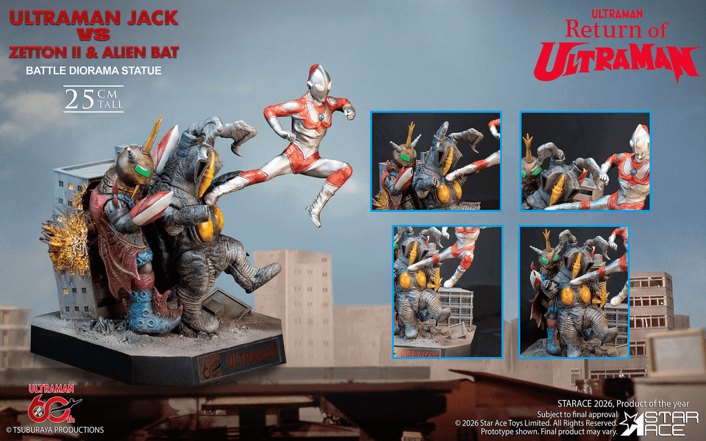 ULTRAMAN 60TH ANNIVERSARY Ultraman Jack vs Zetton II &amp; Alien Bat Battle scene diorama resin statue