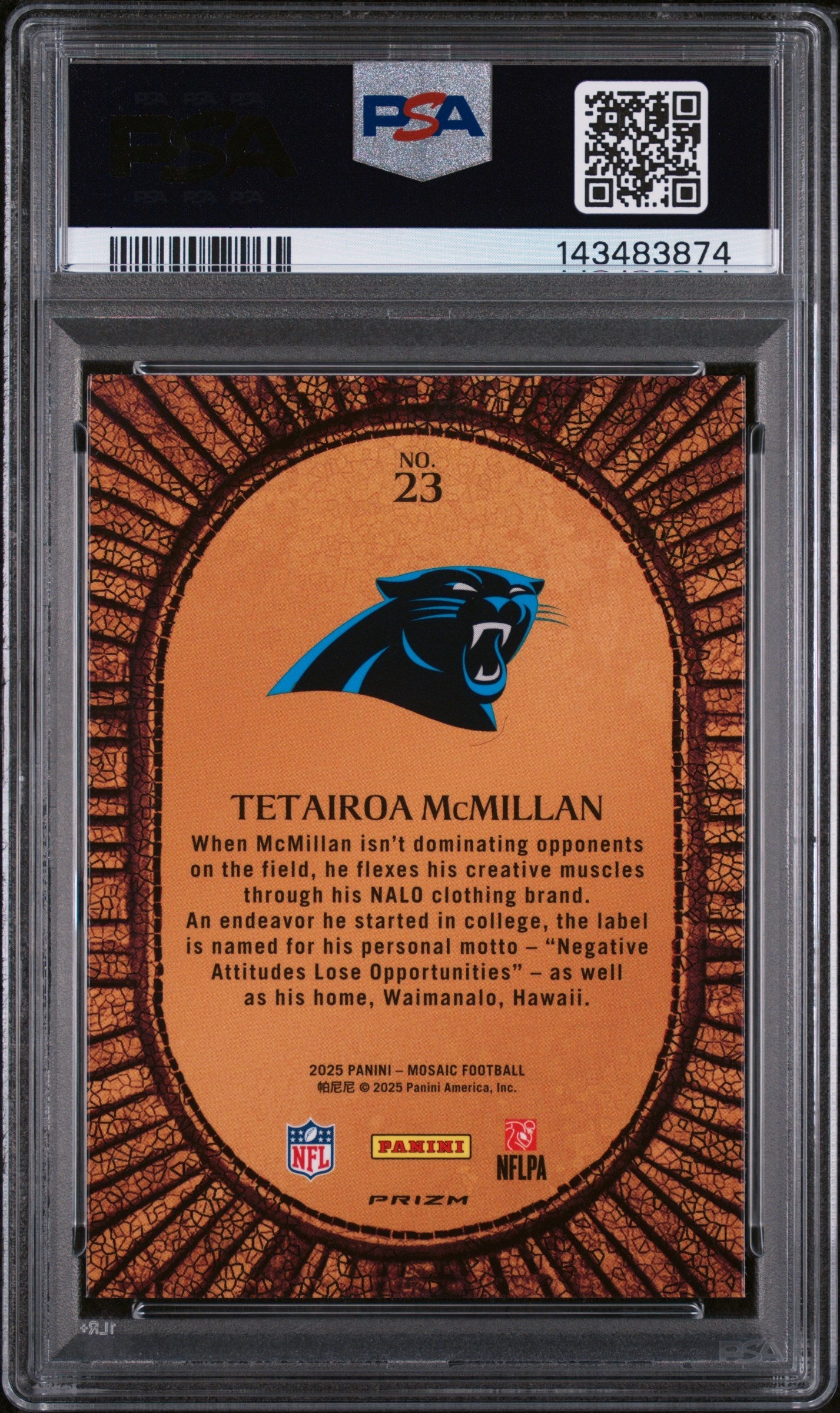 2025 Panini Mosaic Micro Mosaic Tetairoa Mcmillan #23 PSA 10