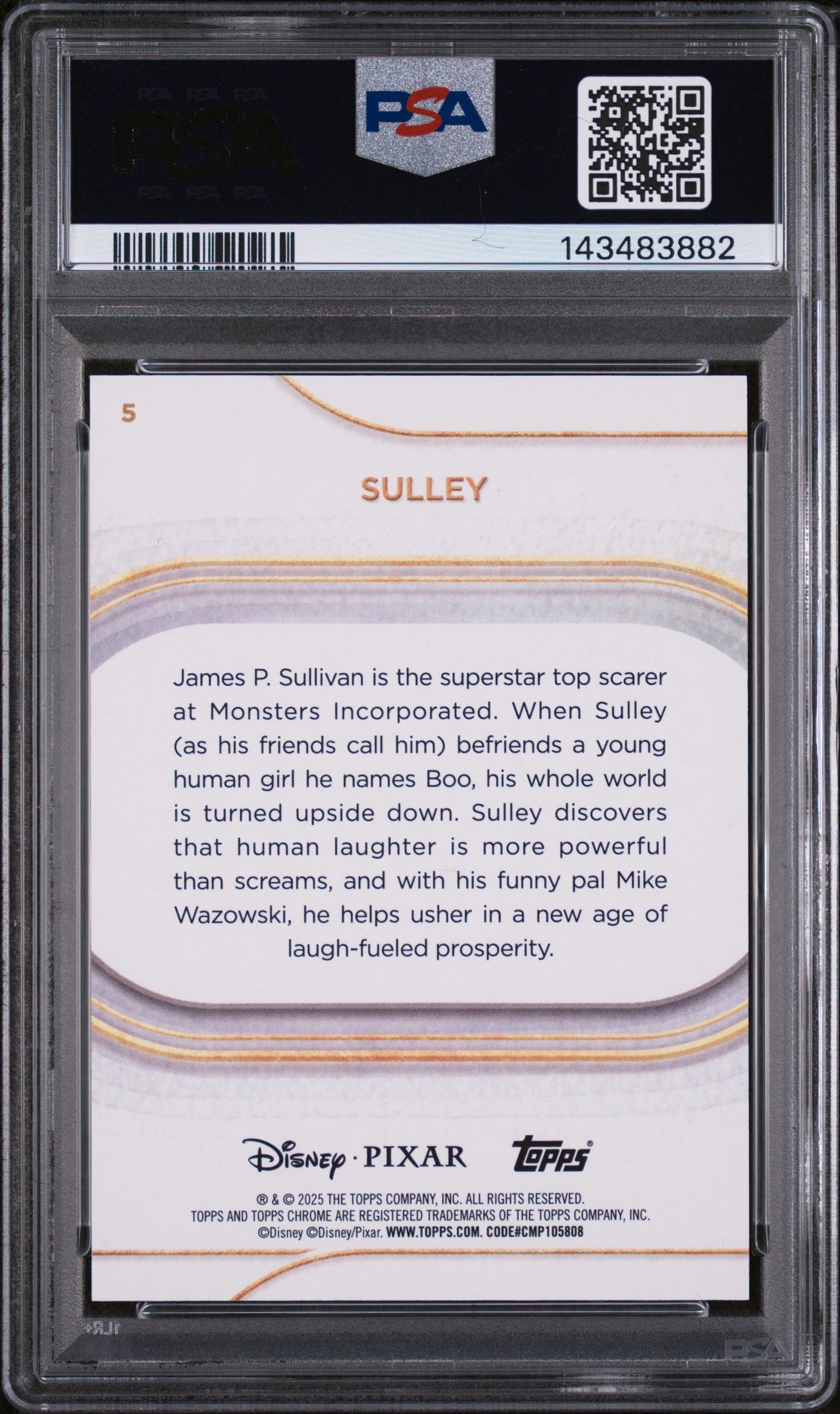 2025 Topps Chrome Disney Image Variation-Speckle Sulley #5 /265 PSA 10