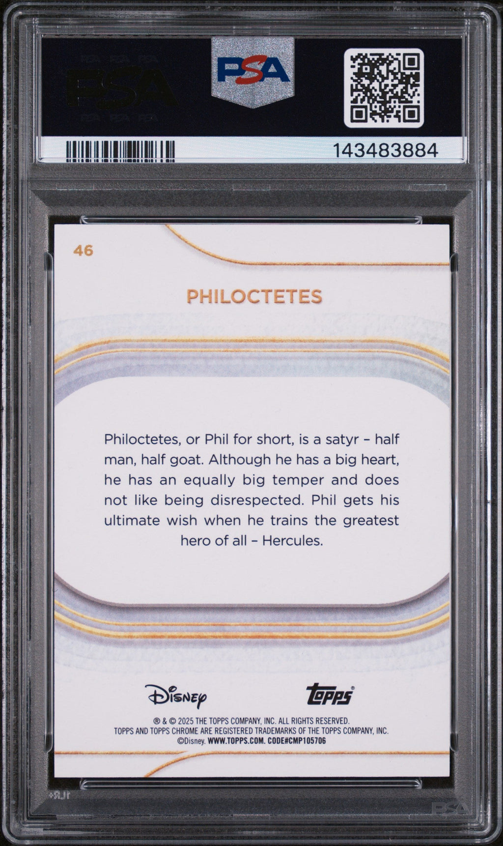2025 Topps Chrome Disney Red Refractor Philoctetes #46 5/5 PSA 10