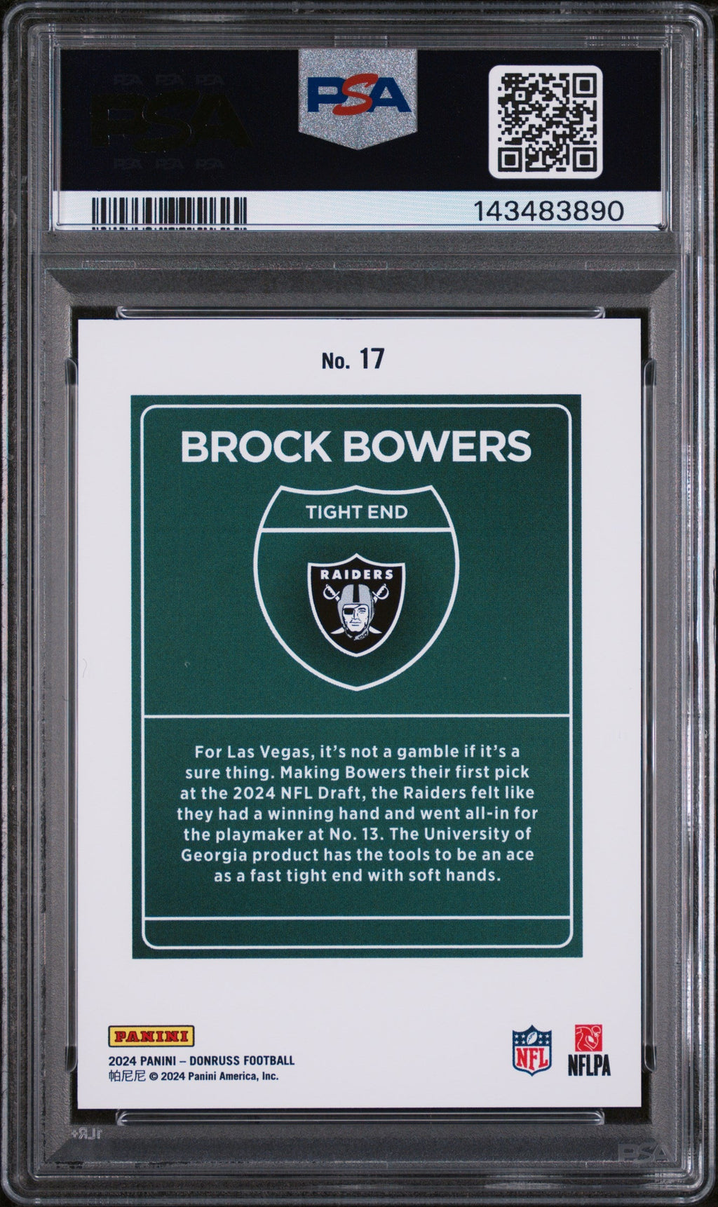 2024 Panini Donruss Downtown Brock Bowers #17 PSA 10