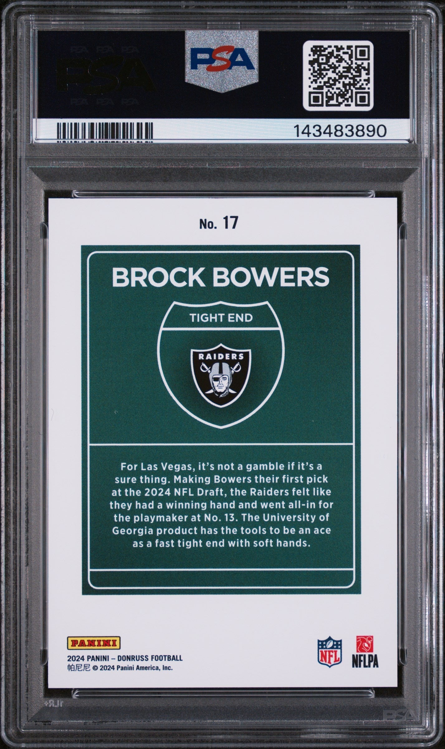 2024 Panini Donruss Downtown Brock Bowers #17 PSA 10