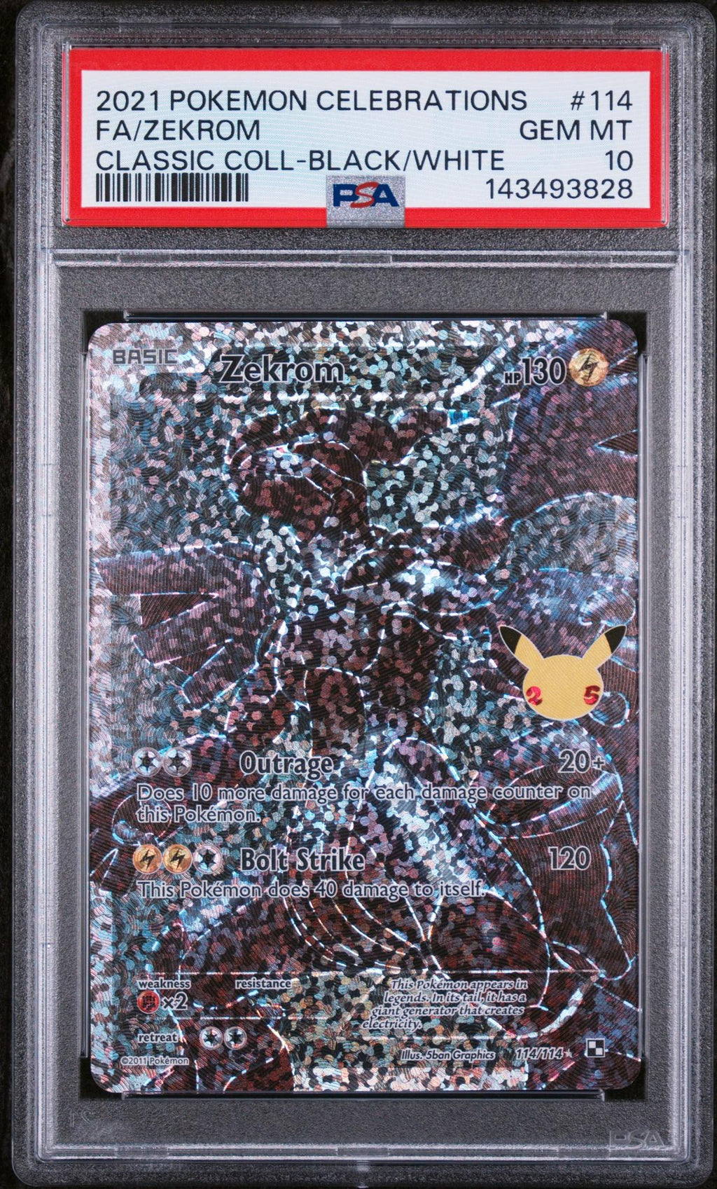 2021 Pokemon Black and White Celebrations Classic Collection Zekrom #114 PSA 10