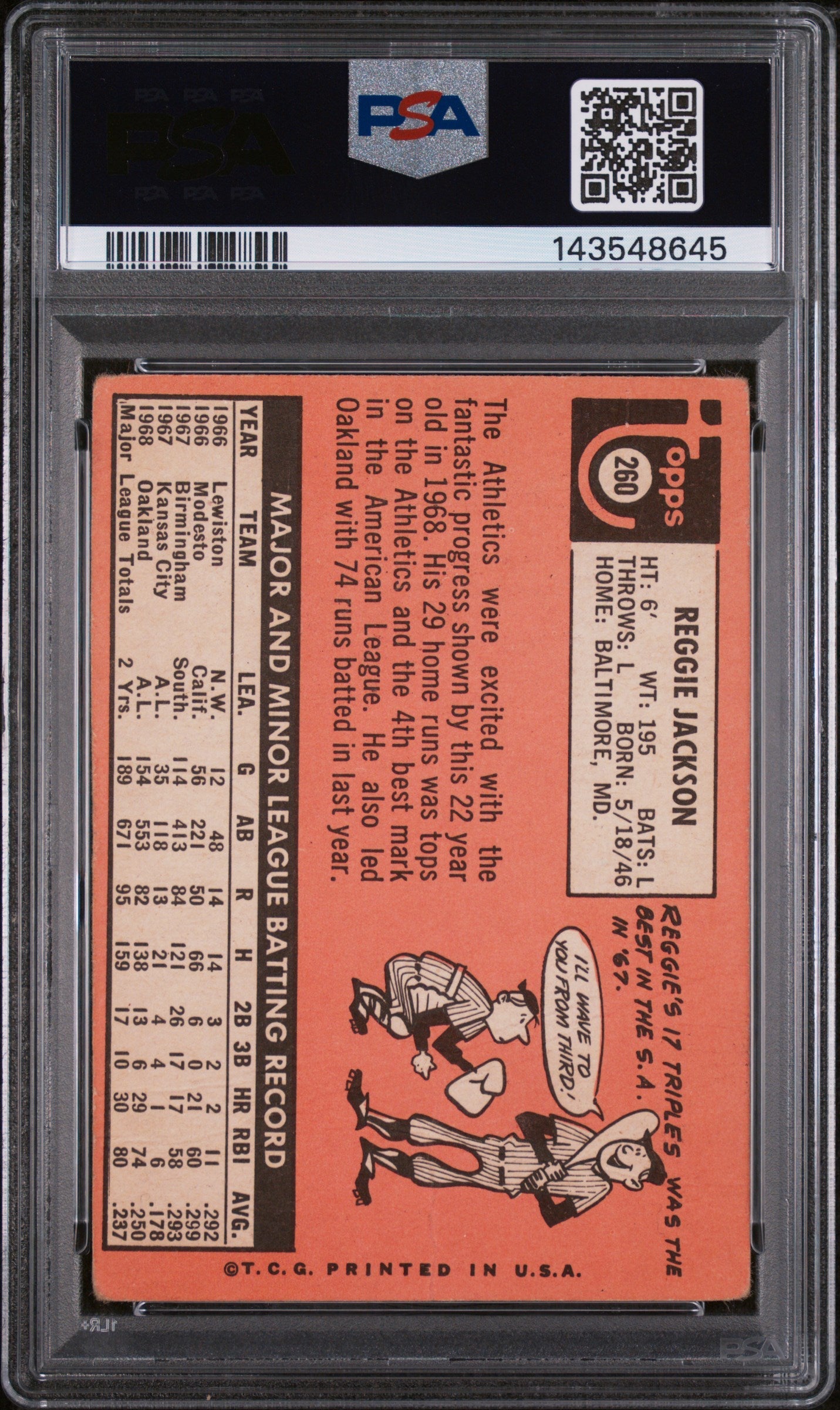 1969 Topps Reggie Jackson #260 PSA 1