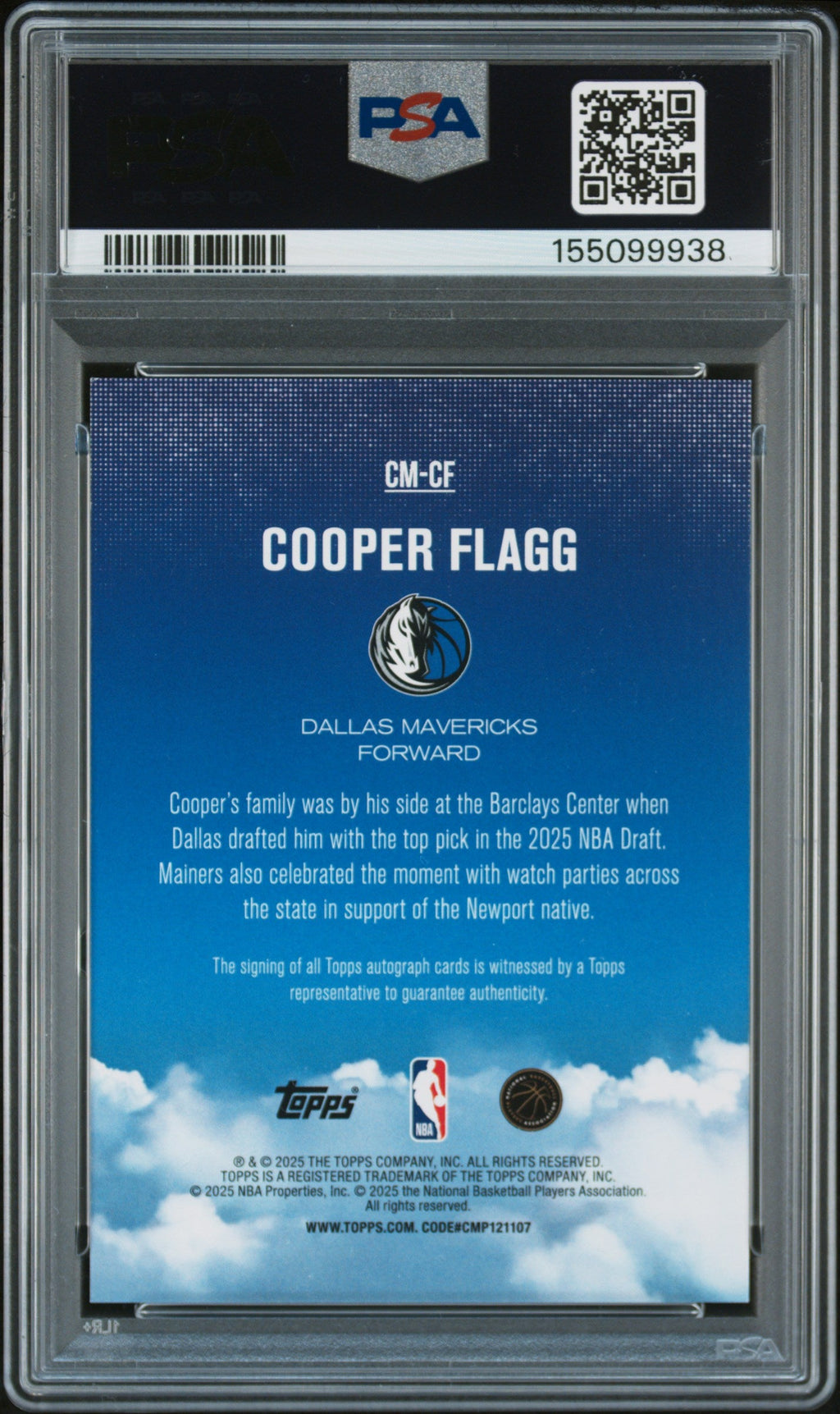 2025 Topps Contemporary Marks Autograph Cooper Flagg #CM-CF PSA 9