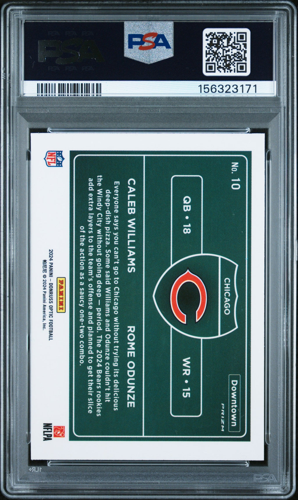 2024 Donruss Optic Downtown Duo Caleb Williams/Rome Odunze #10 PSA 9