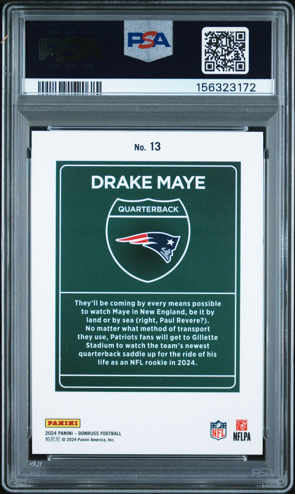 2024 Panini Donruss Downtown Drake Maye #13 PSA 9