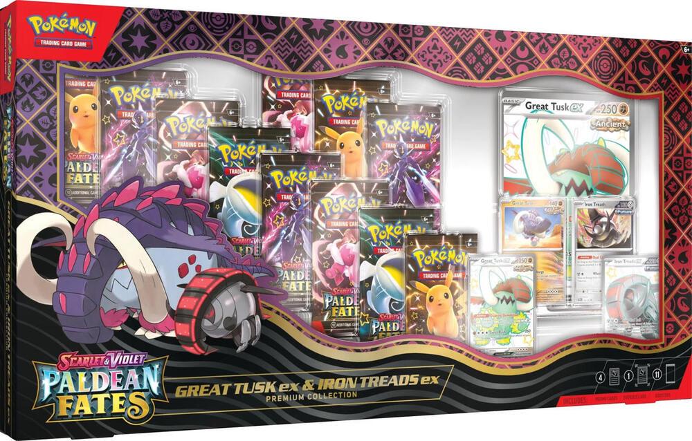 Pokemon - Scarlet and Violet - Paldean Fates - Great Tusk EX & Iron Treads EX - Premium Collection