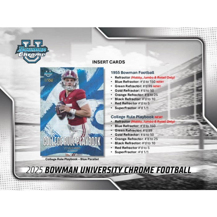 2025 Bowman University Chrome Football Jumbo 8-Box Case