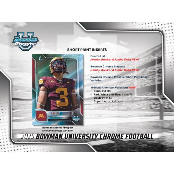 2025 Bowman University Chrome Football Jumbo 8-Box Case