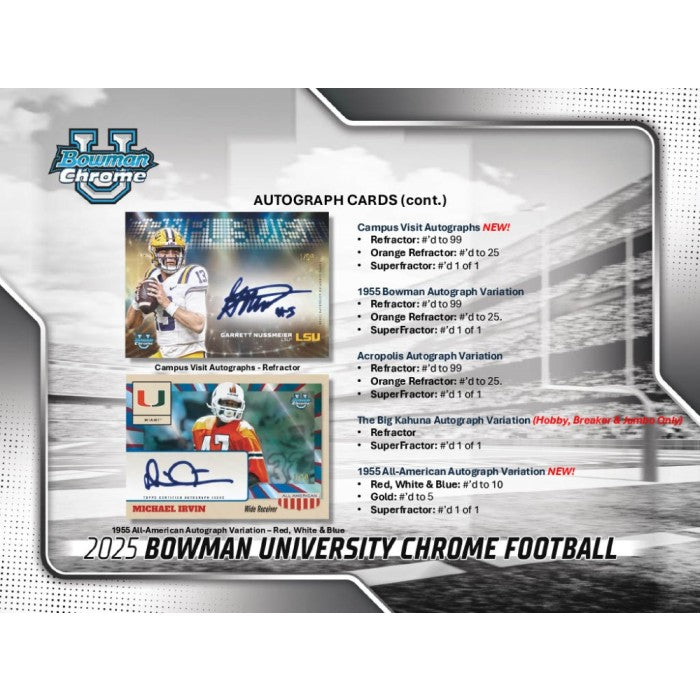 2025 Bowman University Chrome Football Jumbo 8-Box Case