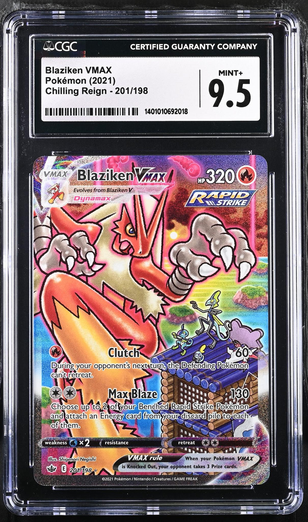 2021 Chilling Reign #201/198 Blaziken VMAX Rapid Strike CGC 9.5