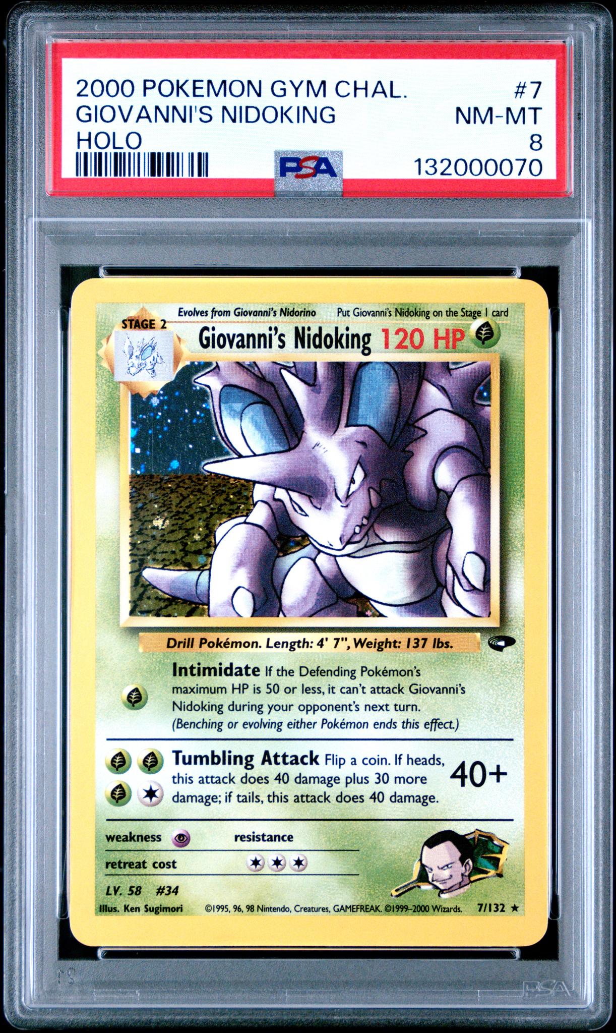 2000 Pokemon Gym Challenge Holo Giovanni's Nidoking #7 PSA 8
