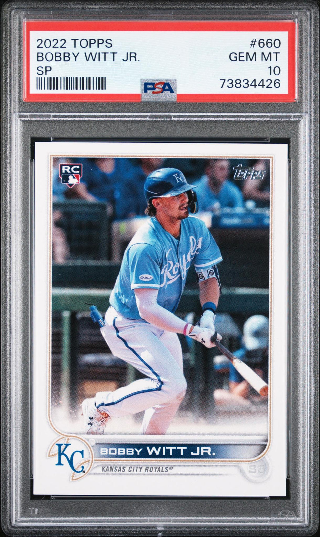 2022 Topps Bat Down Variation Bobby Witt Jr. #660 PSA 10
