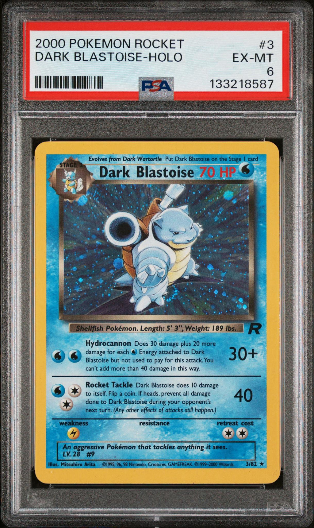 2000 Pokemon Team Rocket Holo Dark Blastoise #3 PSA 6