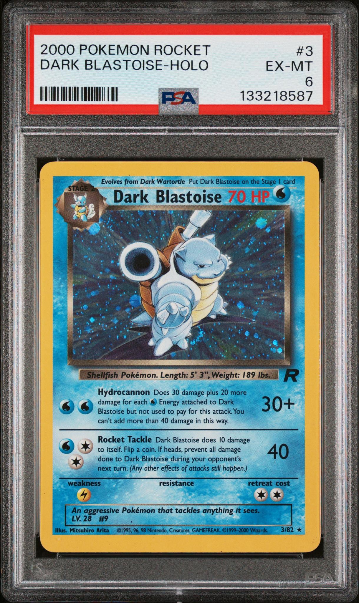 2000 Pokemon Team Rocket Holo Dark Blastoise #3 PSA 6