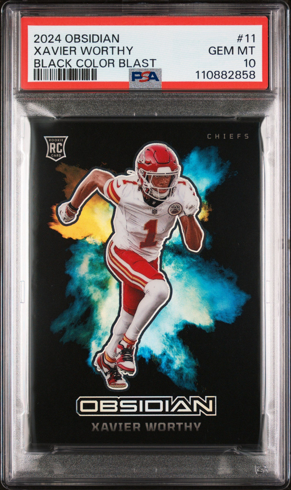 2024 Panini Obsidian Color Blast Black Xavier Worthy #11 PSA 10