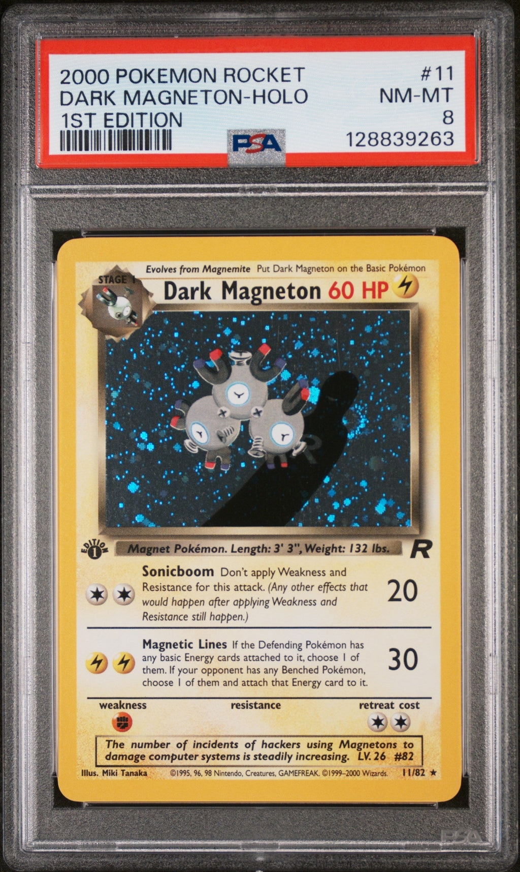 2000 Pokemon Team Rocket 1st Edition Holo Dark Magneton #11 PSA 8