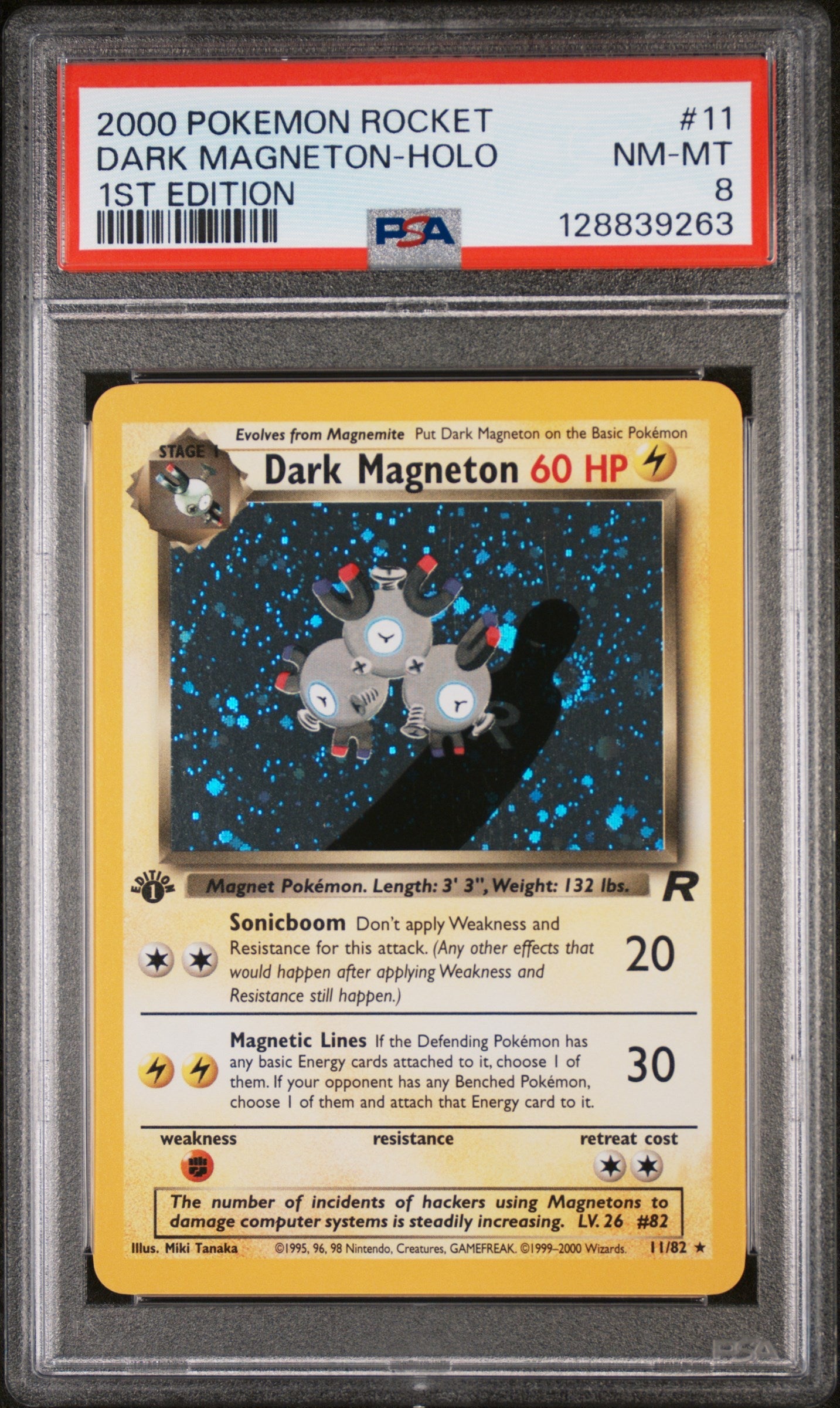 2000 Pokemon Team Rocket 1st Edition Holo Dark Magneton #11 PSA 8