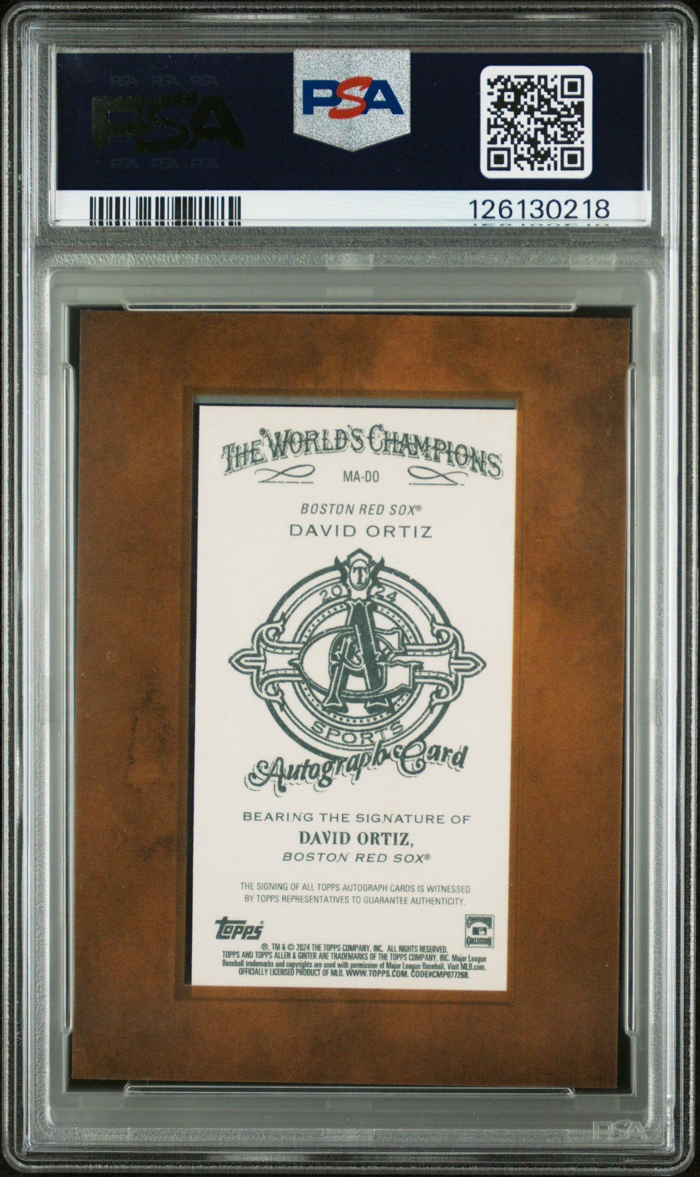 2024 Topps Allen & Ginter Mini Baseball Autographs David Ortiz #MADO PSA 10