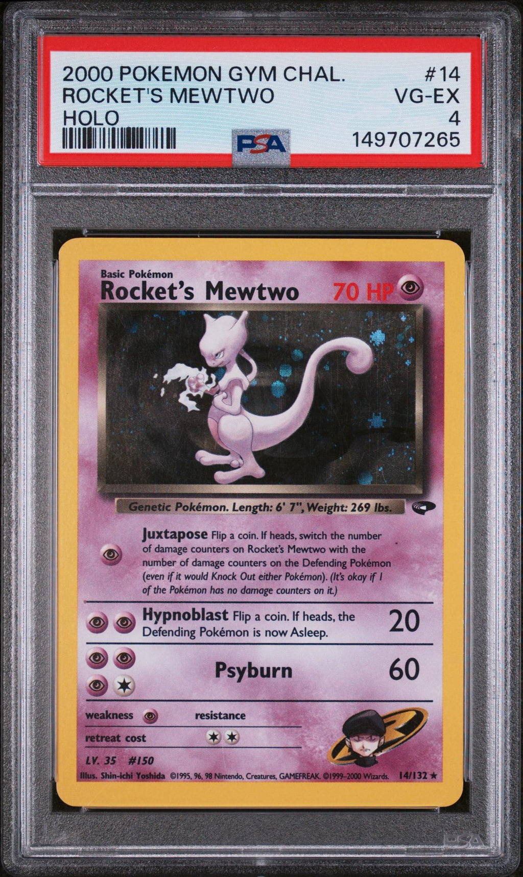 2000 Pokemon Gym Challenge Holo Rocket's Mewtwo #14 PSA 4