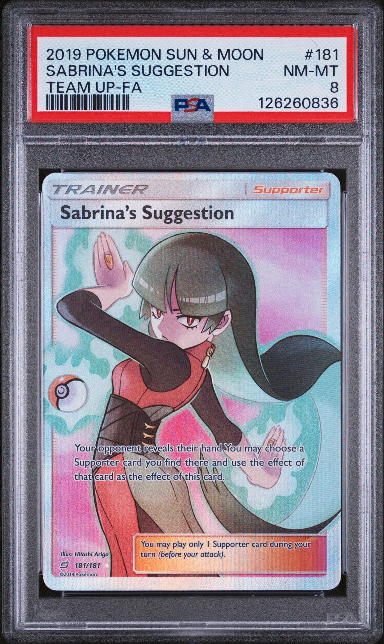 2019 Pokemon Sun and Moon Team Up Sabrina's Suggestion #181 PSA 8