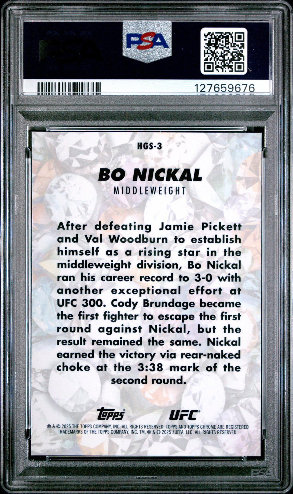 2025 Topps Chrome UFC Hidden Gems Bo Nickal #HGS3 PSA 8
