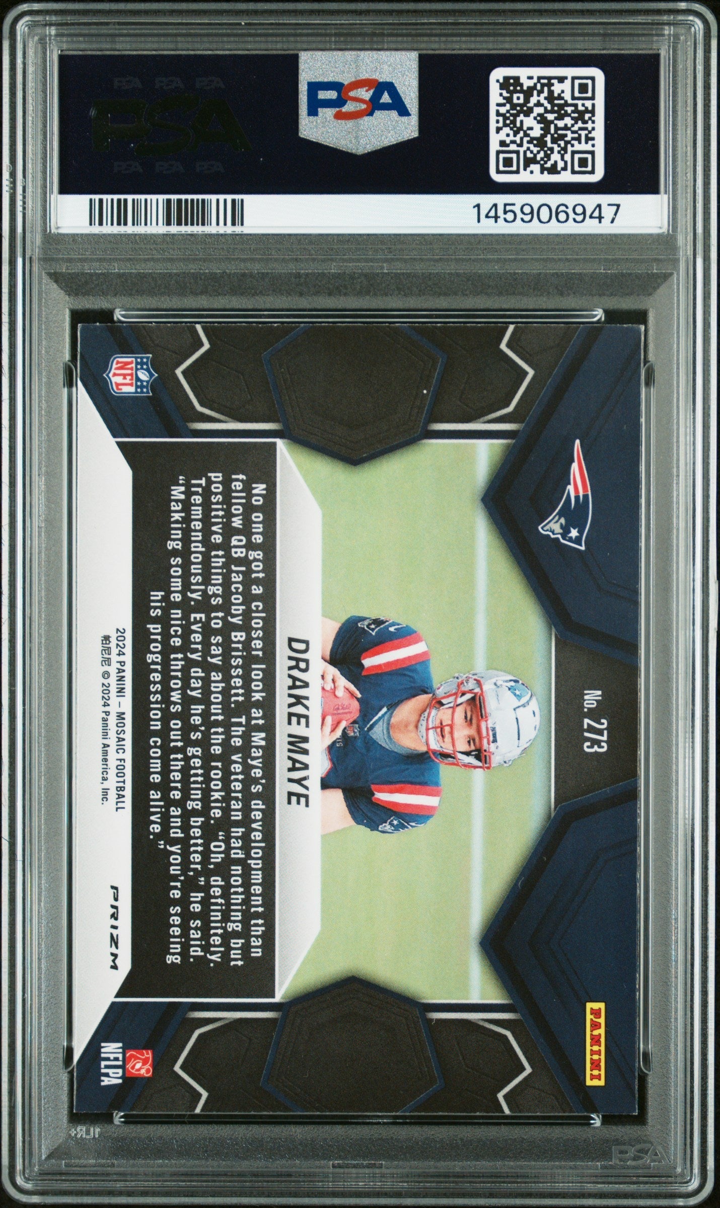 2024 Panini Mosaic Genesis Mosaic Drake Maye #273 PSA 9
