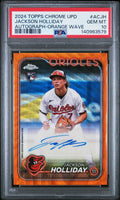2024 Topps Chrome Update Chrome Baseball Update Series Autographs Orange Wave Jackson Holliday #ACJH /215 PSA 10