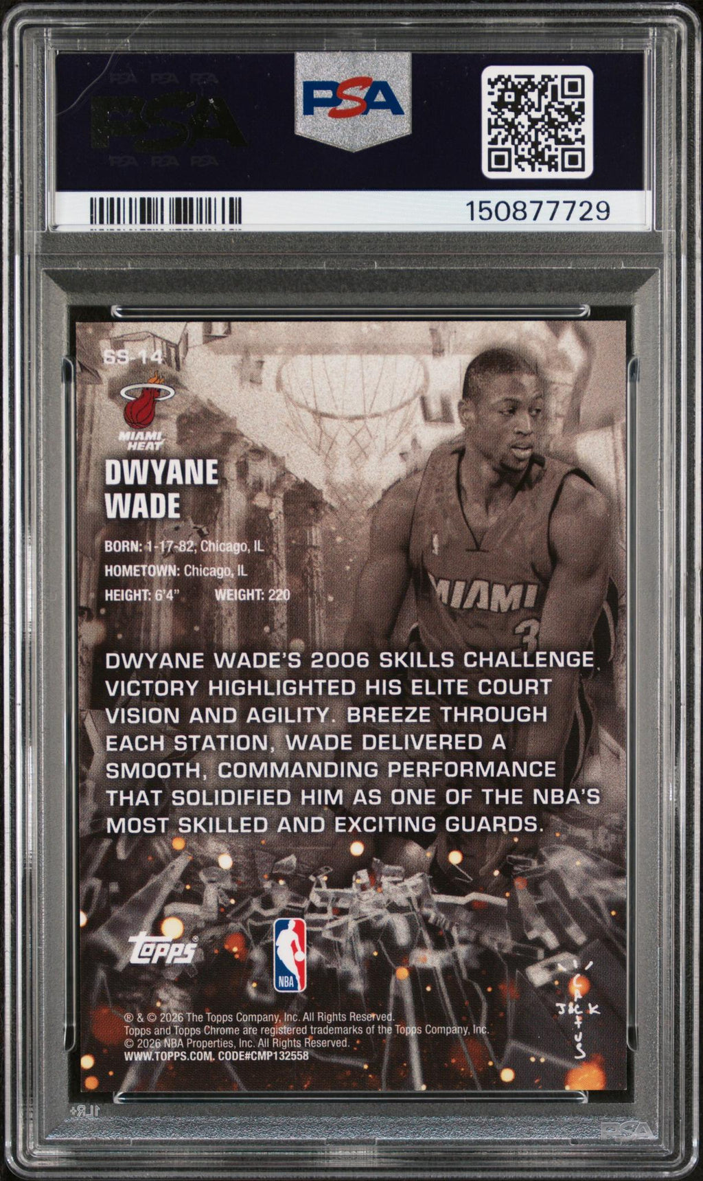 2025 Topps Chrome Cactus Jack X NBA All-Star Game Sicko Stars Black Refractor Dwyane Wade #14 /110 PSA 10