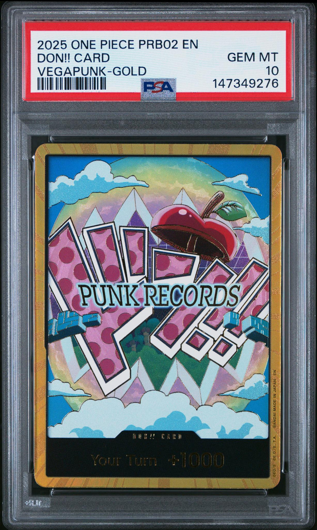 2025 One Piece Prb02 Premium Booster Vegapunk Gold Don Card PSA 10