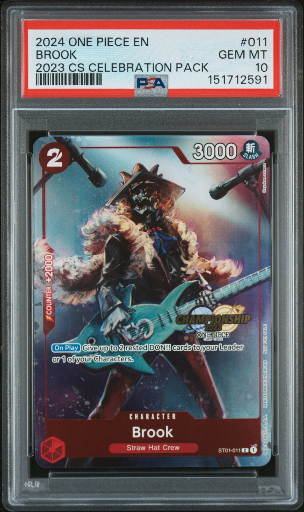 2024 One Piece Championship 2023 Celebration Pack Brook #11 PSA 10