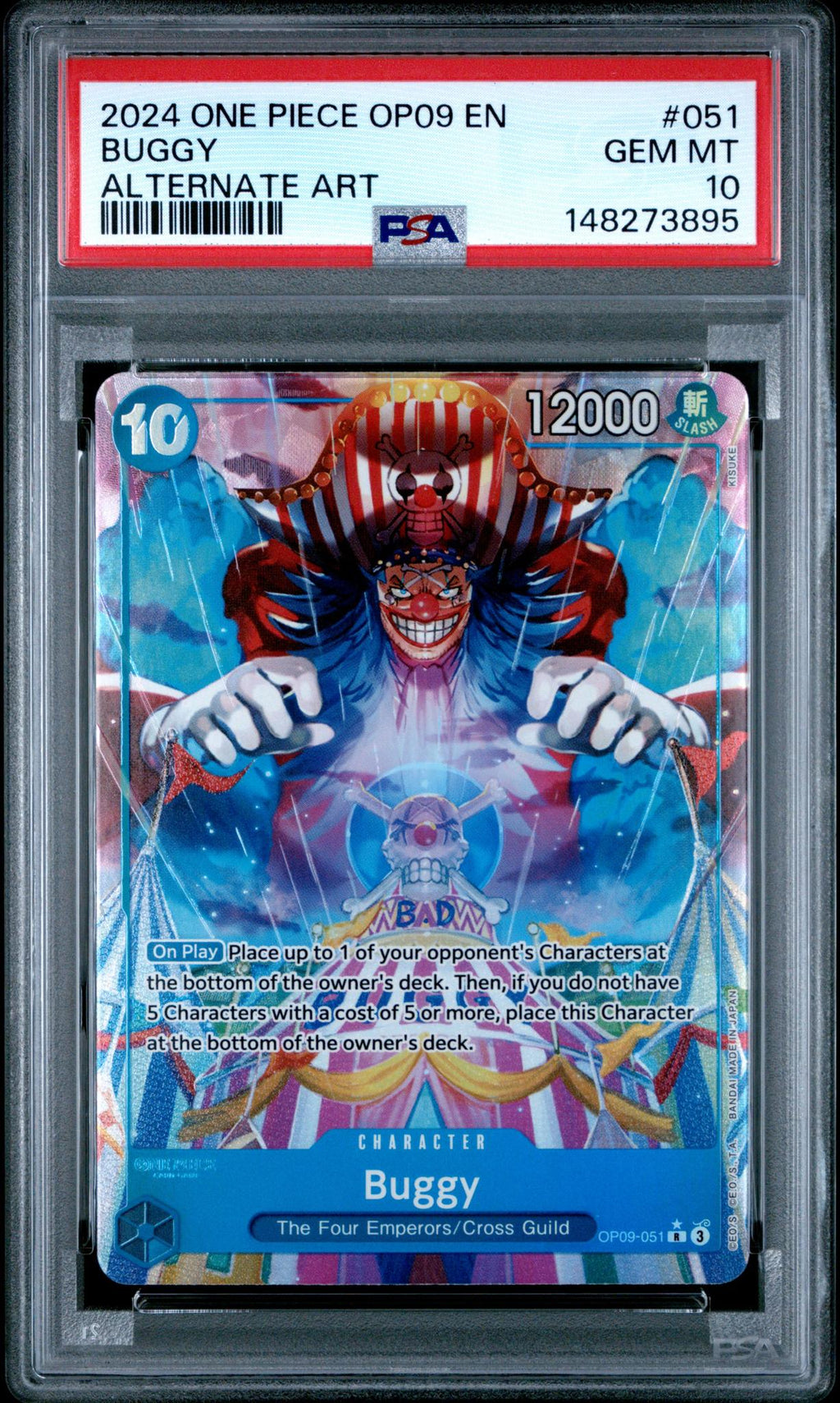 2024 One Piece A New Emperor Alternate Art Buggy #OP09-051 PSA 10