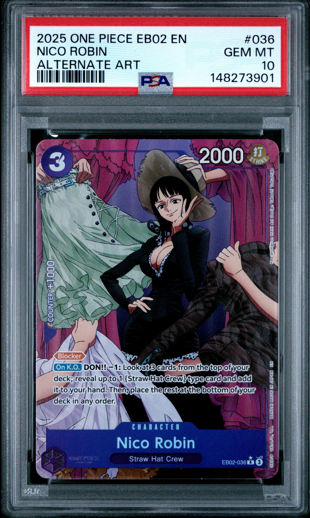 2025 One Piece Anime 25th Collection Alternate Art Nico Robin #EB02-036 PSA 10