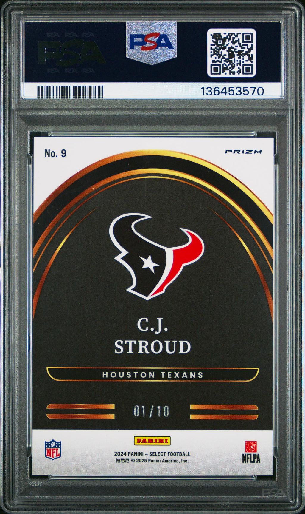 2024 Panini Select Select Future Gold Prizm CJ Stroud #9 /10 PSA 9