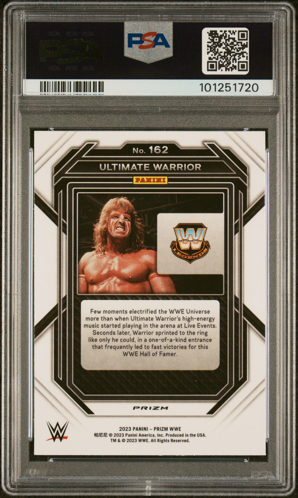 2023 Panini Prizm WWE White Sparkle Ultimate Warrior #162 PSA 10