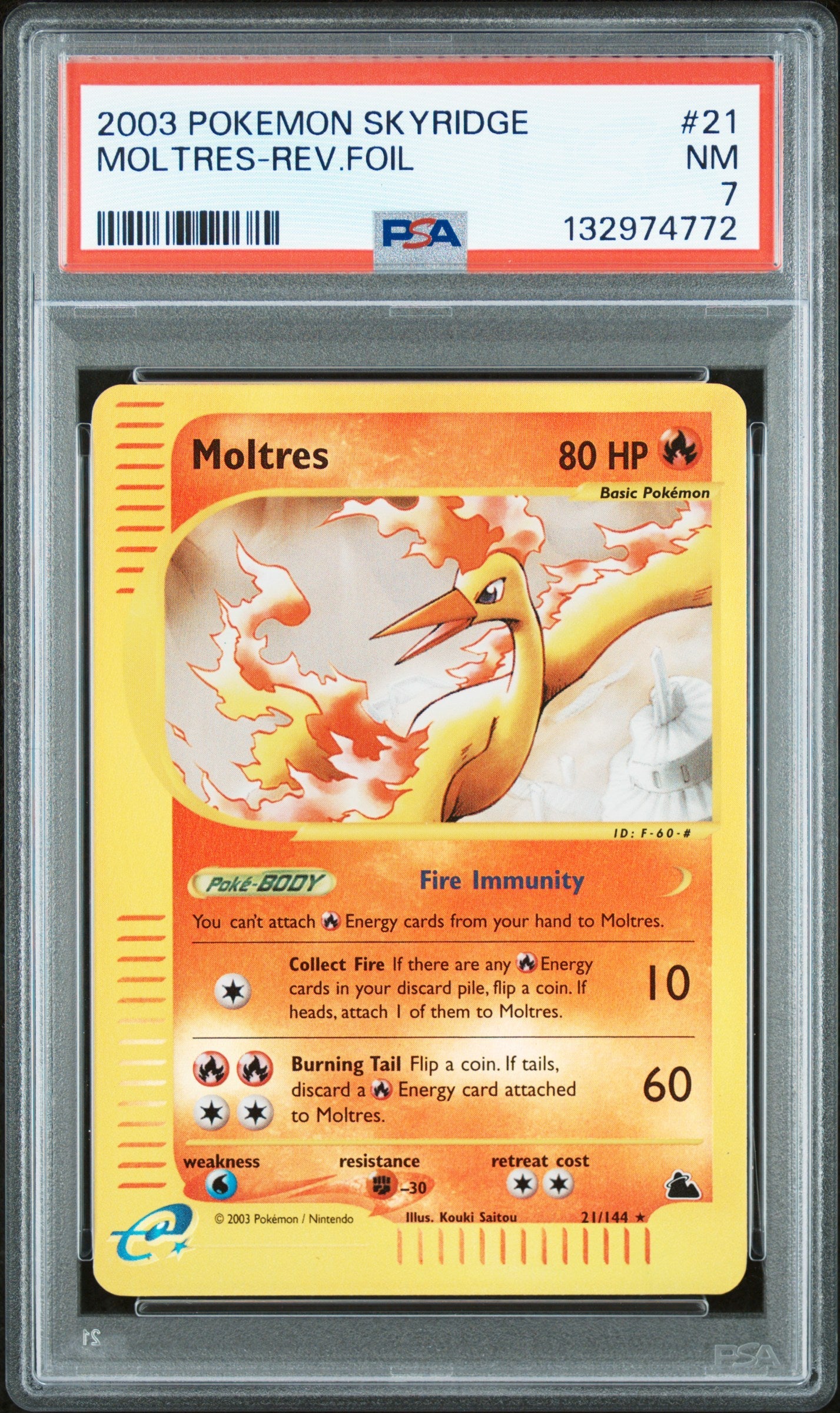 2003 Pokemon Skyridge Reverse Holo Moltres #21 PSA 7